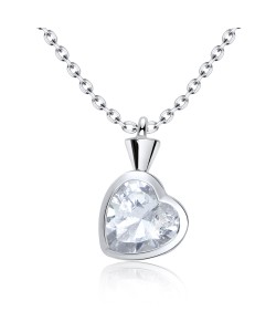 Heart Shaped CZ Silver Necklace SPE-3213